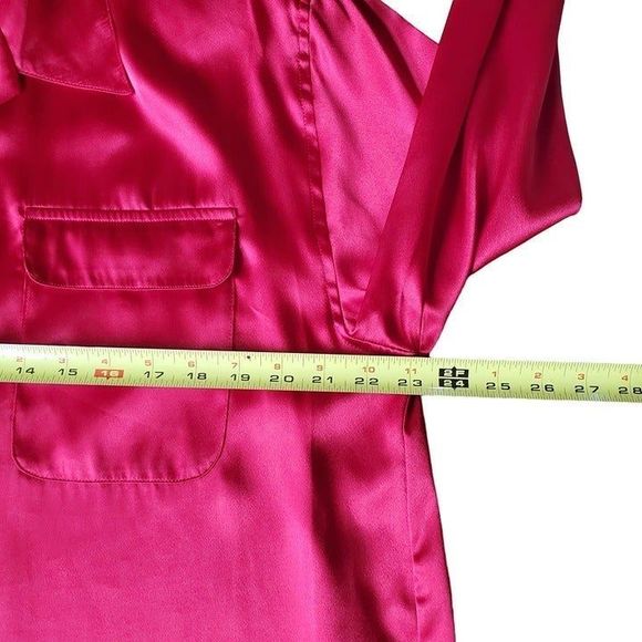 VTG Karen Scott Candy Apple Red Satin Blouse Women's Size Large - Picture 7 of 10